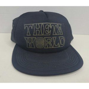 Theta World Trucker Hat Snapback Black Mesh Cap Big X